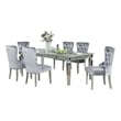 Ada 7pc Dining Table and Chair Set- 72-90 Inch Extendable Top- Gray