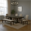 Kely 6pc Dining Table- Chair and Bench Set- Extendable Top- Brown Gray