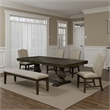 Kely 7pc Dining Table and Chair Set- Extendable Top- Dark Brown- Gray