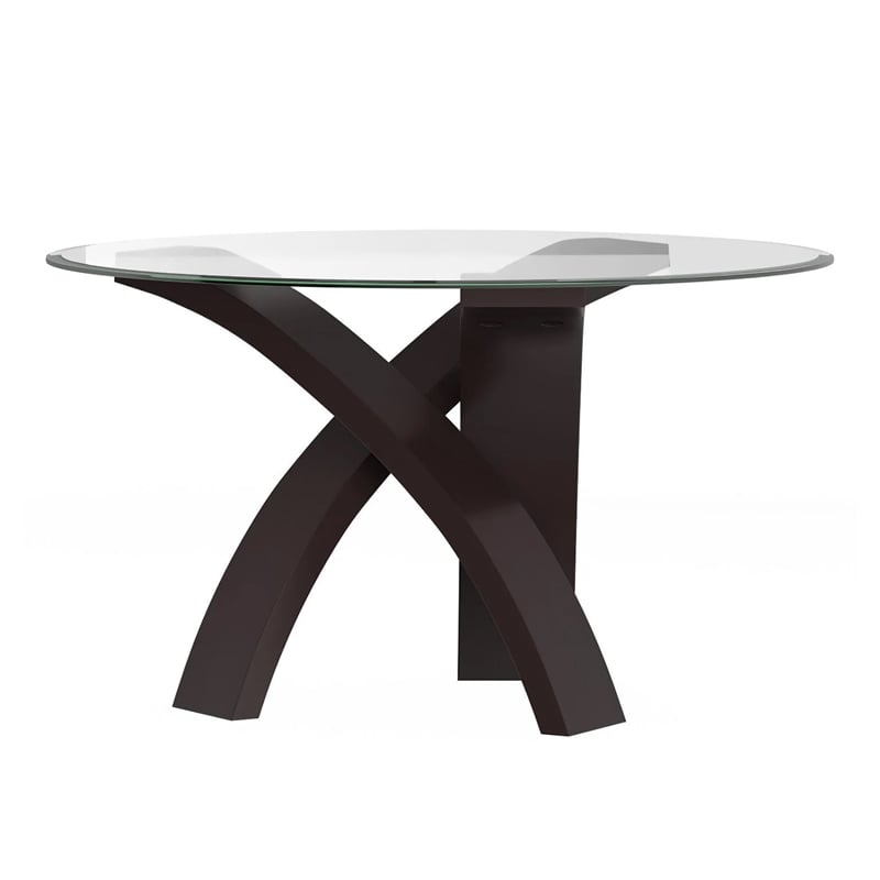 Moi 5pc Dining Table and Chair Set- 52 Inch Round Glass- White Black