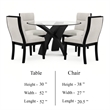 Moi 5pc Dining Table and Chair Set- 52 Inch Round Glass- White Black