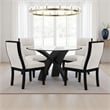 Moi 5pc Dining Table and Chair Set- 52 Inch Round Glass- White Black