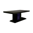 Pyn 7pc Dining Table and Chair Set- Black Wood- Beige Faux Leather