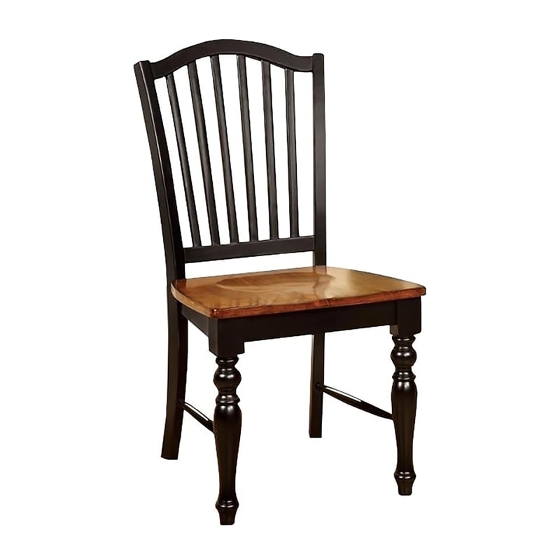 Gin 7pc Dining Table Chair Set- Extendable 60-78 Inch Oak Brown- Black