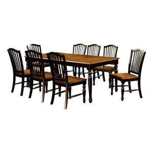 Gin 7pc Dining Table Chair Set- Extendable 60-78 Inch Oak Brown- Black