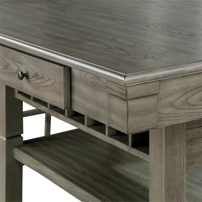 Yani 7pc Counter Height Dining Table and Chair Set- Wire Brushed Gray