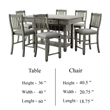 Yani 7pc Counter Height Dining Table and Chair Set- Wire Brushed Gray