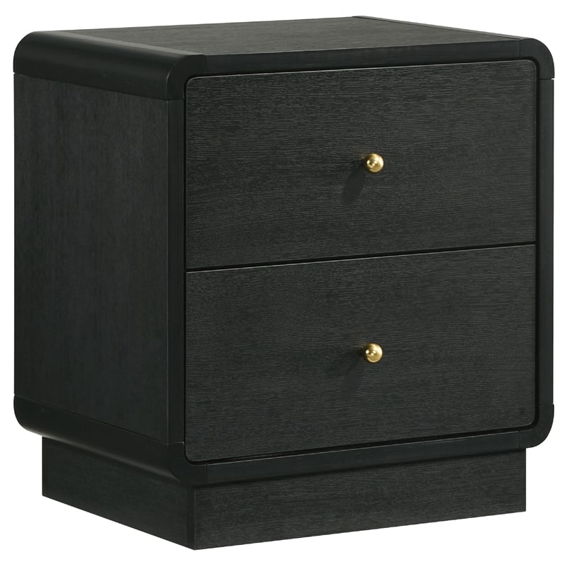 Cavy 4pc Queen Bedroom Set- Charcoal Gray Upholstery- Gold