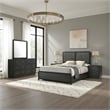 Cavy 4pc Queen Bedroom Set- Charcoal Gray Upholstery- Gold