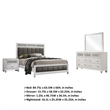 Dini 4pc Queen Bedroom Set- Gray Faux Leather Grid Upholstery- White