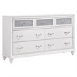 Dini 5pc Queen Bedroom Set- Gray Faux Leather Grid Upholstery- White
