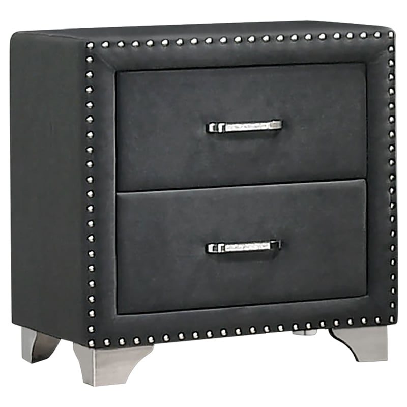 Giya 4pc Queen Bedroom Set- Classic Tufted Dark Gray Velvet Upholstery