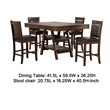Wey 5pc Counter Height Dining Table and 4 Chairs Set- Brown- 2 Shelves