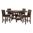 Wey 5pc Counter Height Dining Table and 4 Chairs Set- Brown- 2 Shelves