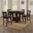 Lessa 5pc Counter Height Dining Table Set w 4 Chairs- Expandable Leaf- Brown