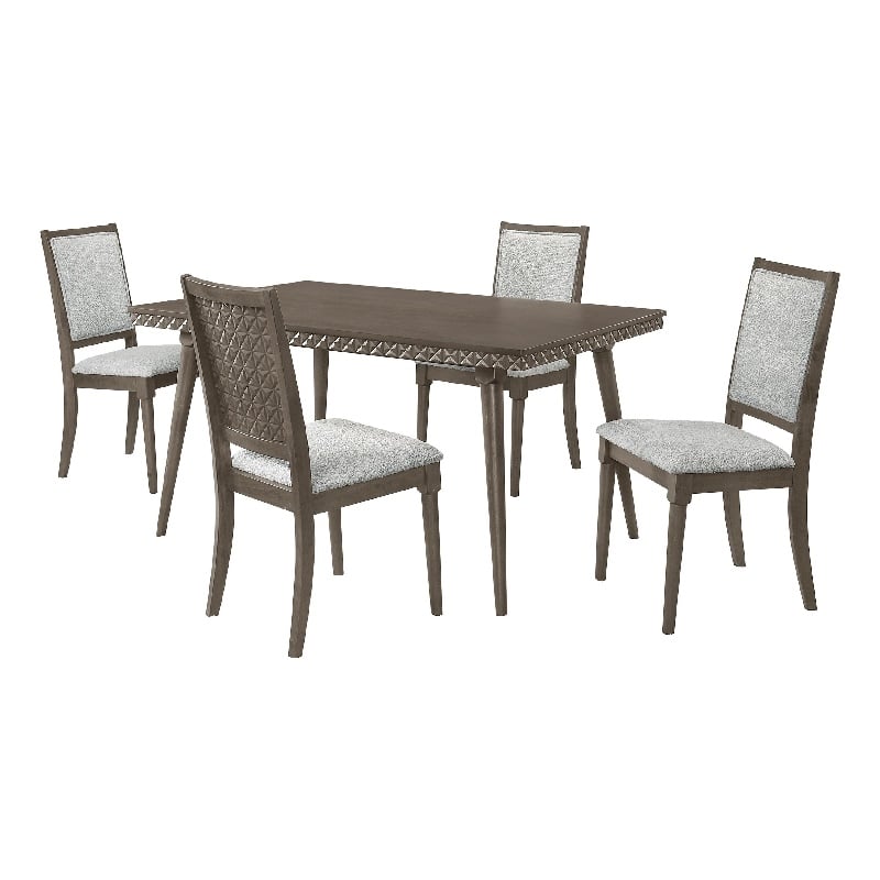 Nolan 5pc Dining Table and 4 Chair Set- Walnut Brown- Molded Trim