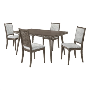 Nolan 5pc Dining Table and 4 Chair Set- Walnut Brown- Molded Trim