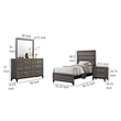 Mela 4pc Twin Bedroom Set with Dresser- Nightstand- Mirror- Oak Gray