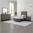 Mela 4pc Twin Bedroom Set with Dresser- Nightstand- Mirror- Oak Gray
