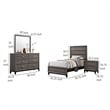 Mela 4pc Twin Bedroom Set with Dresser- Nightstand- Mirror- Oak Gray