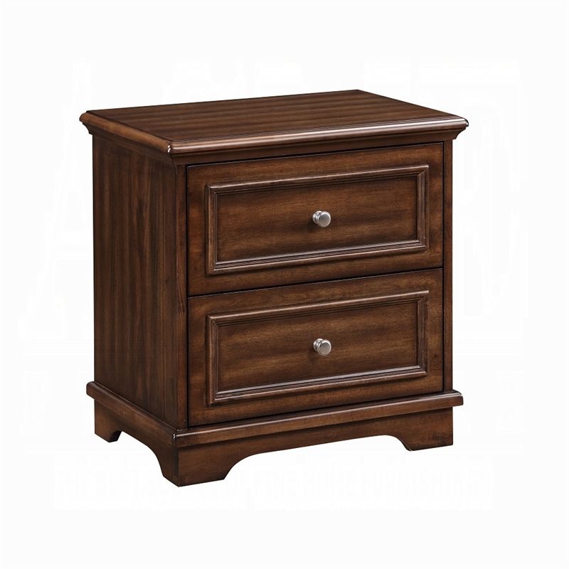 Fori 4 Piece Full Size Bedroom Set- Brown- Nightstand Dresser Mirror