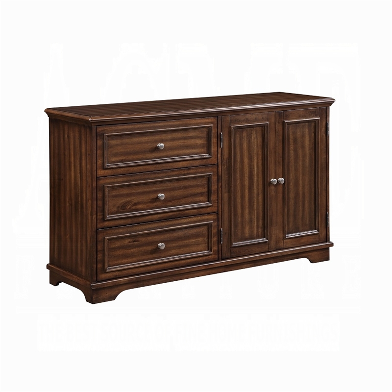 Fori 4 Piece Full Size Bedroom Set- Brown- Nightstand Dresser Mirror