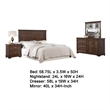 Fori 4 Piece Full Size Bedroom Set- Brown- Nightstand Dresser Mirror