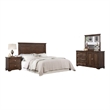 Fori 4 Piece Full Size Bedroom Set- Brown- Nightstand Dresser Mirror