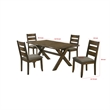 Siny 5pc Dining Table Set- Nutmeg Brown Finish- 4 Padded Side Chairs