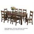Caly 9pc Dining Table Set- 8 Ladderback Side Chairs- Rustic Golden Brown