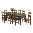 Caly 9pc Dining Table Set- 8 Ladderback Side Chairs- Rustic Golden Brown