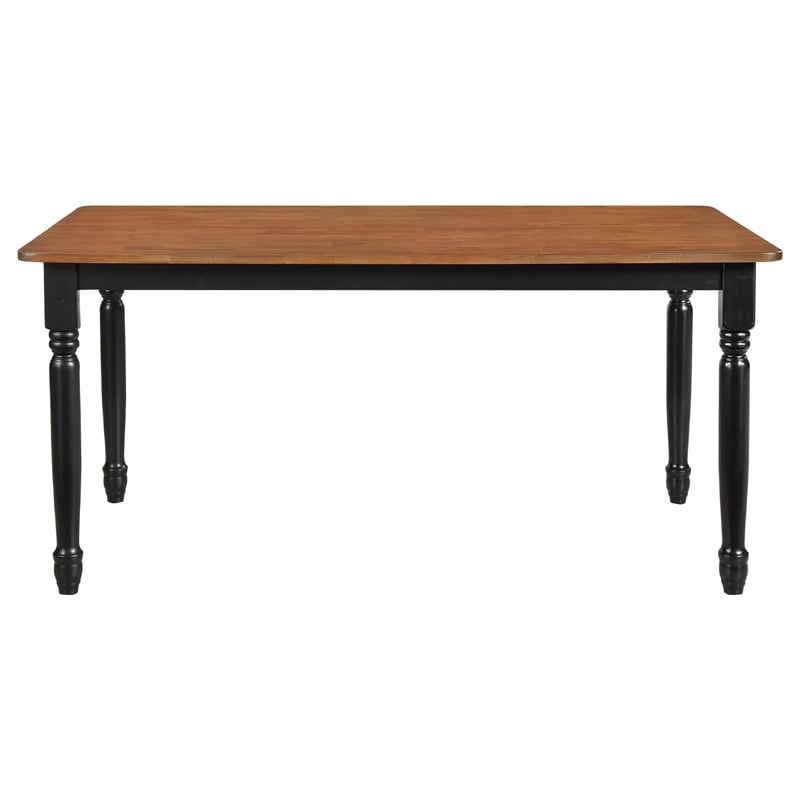 Halie 5pc Dining Table Set- Walnut Brown Wood- 4 Spindle Back Chairs