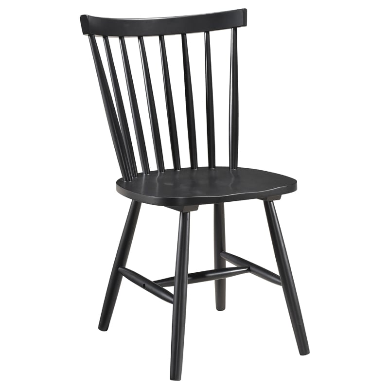 Halie 5pc Dining Table Set- Walnut Brown Wood- 4 Spindle Back Chairs