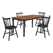 Halie 5pc Dining Table Set- Walnut Brown Wood- 4 Spindle Back Chairs