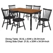 Halie 7pc Dining Table Set- Walnut Brown Wood- 6 Spindle Back Chairs