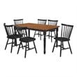Halie 7pc Dining Table Set- Walnut Brown Wood- 6 Spindle Back Chairs