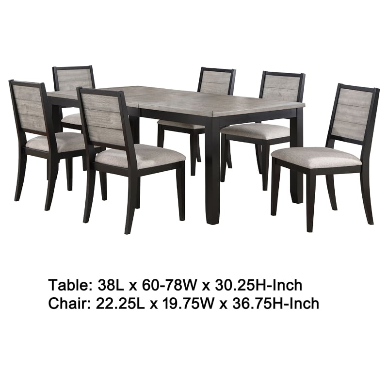 Elina 7pc Extendable Dining Table with 6 Chairs- Farmhouse Gray- Black