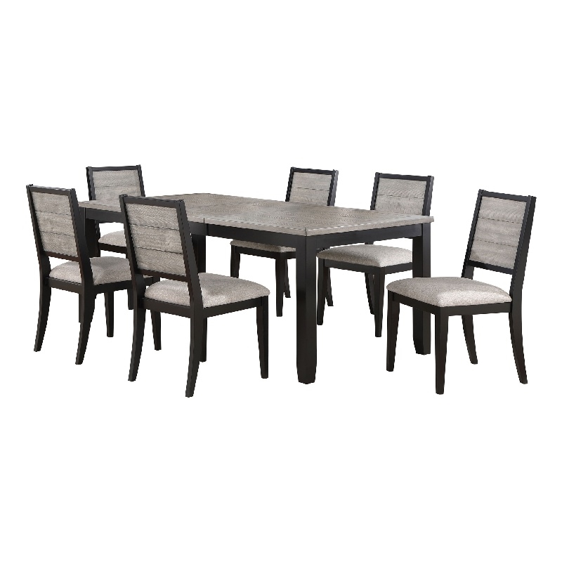 Elina 7pc Extendable Dining Table with 6 Chairs- Farmhouse Gray- Black
