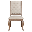 Sev 7pc Dining Table Set- 84-104 Inch Top- 6 Cream Fabric Chairs- Barley Brown