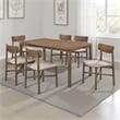 Rida 7pc Dining Table Set w 6 Upholstered Chairs- Natural Walnut Brown