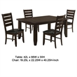Diyi 5pc Dining Table and 4 Chairs Set w Ladder Back- Brown Faux Leather