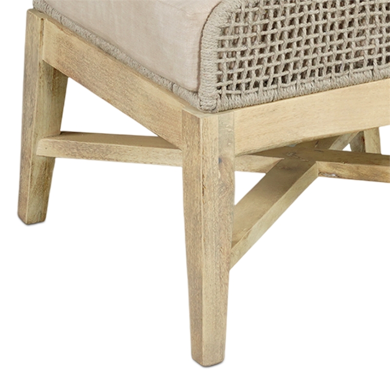 Avira Dining Chair- Handcrafted Mango Wood- Cotton Rope Weaving- Beige Cushion