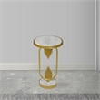 Soho Side End Table with Round Marble Top- Gold Oblong Frame- 21-Inch Height