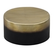 Dyan Coffee Table- 34.5 Inch Round Drum Shape- Black- Gold Antique Brass Ombre