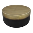 Dyan Coffee Table- 34.5 Inch Round Drum Shape- Black- Gold Antique Brass Ombre