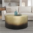 Dyan Coffee Table- 34.5 Inch Round Drum Shape- Black- Gold Antique Brass Ombre