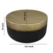 Dyan Coffee Table- 34.5 Inch Round Drum Shape- Black- Gold Antique Brass Ombre