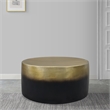 Dyan Coffee Table- 34.5 Inch Round Drum Shape- Black- Gold Antique Brass Ombre