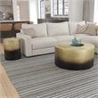 Dyan Coffee Table- 34.5 Inch Round Drum Shape- Black- Gold Antique Brass Ombre