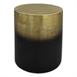 Dyan 20 Inch Side End Table- Round Drum Shape- Black- Gold Antique Brass Ombre